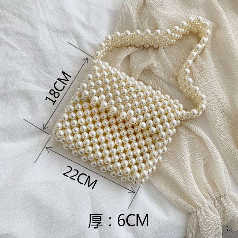 Ins Ladies Pearl Mini Clear Clutch Strap Baroque Evening Beach Crossbody Diy Hand Woven Handle Rice Beaded Purse For Girls