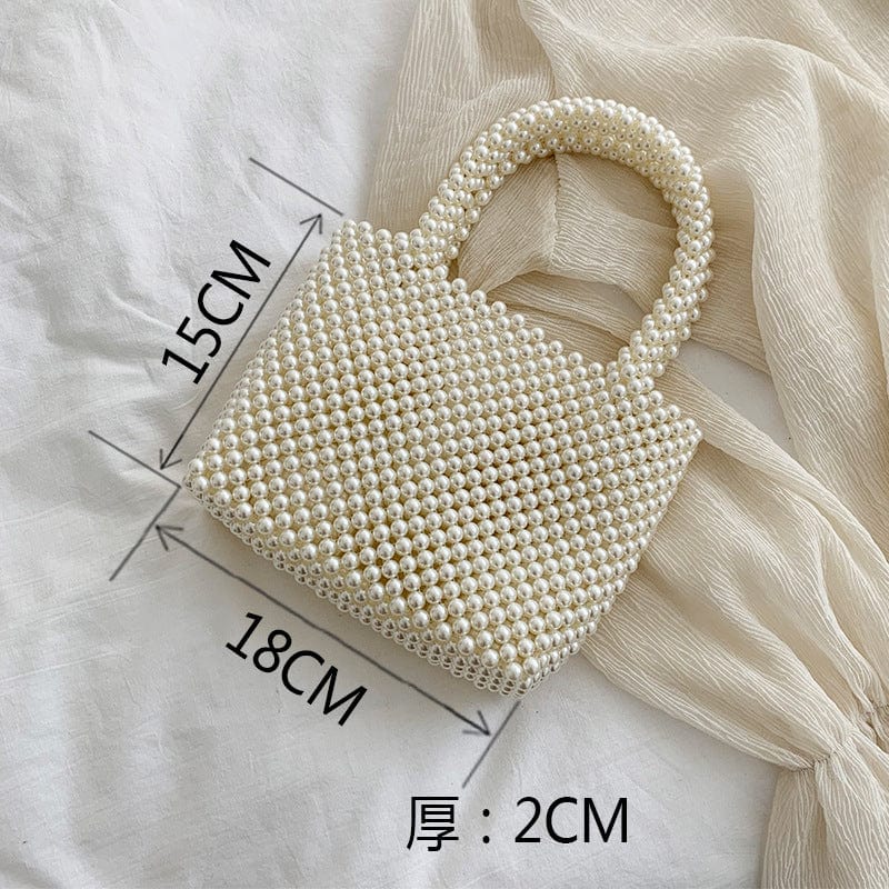 Ins Ladies Pearl Mini Clear Clutch Strap Baroque Evening Beach Crossbody Diy Hand Woven Handle Rice Beaded Purse For Girls