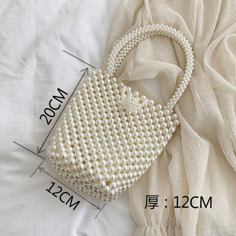 Ins Ladies Pearl Mini Clear Clutch Strap Baroque Evening Beach Crossbody Diy Hand Woven Handle Rice Beaded Purse For Girls