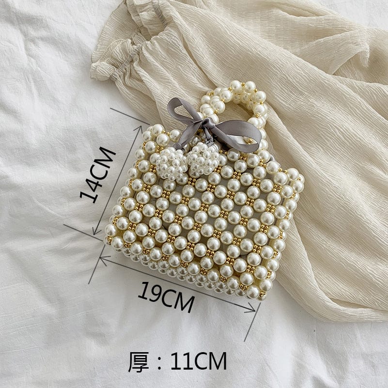 Ins Ladies Pearl Mini Clear Clutch Strap Baroque Evening Beach Crossbody Diy Hand Woven Handle Rice Beaded Purse For Girls