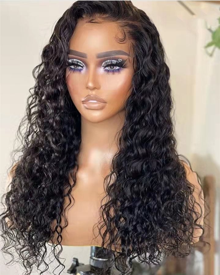 Invisible Knots Wig Supplier Deep Water Wave Pre plucked Natural Look Virgin Cuticle Aligned Human Hair Lace Front Wigs