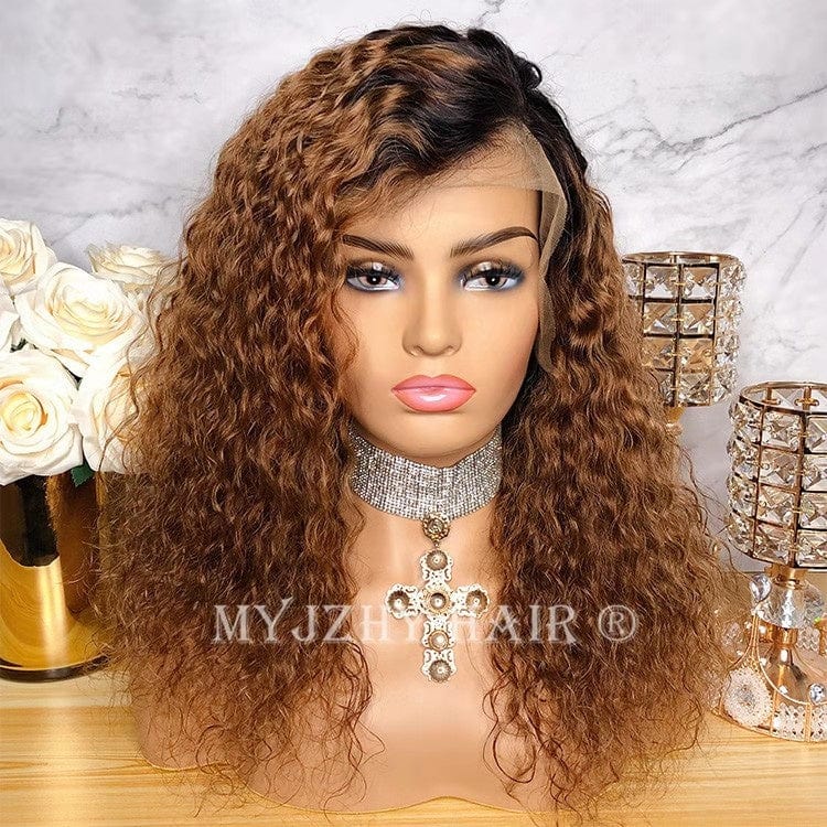 Invisible Knots Wig Supplier Deep Water Wave Pre plucked Natural Look Virgin Cuticle Aligned Human Hair Lace Front Wigs