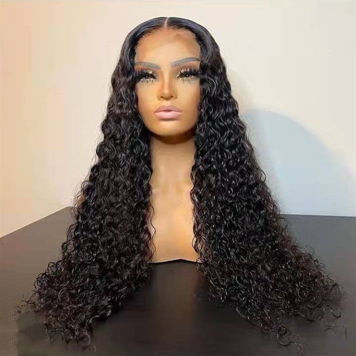 Invisible Knots Wig Supplier Deep Water Wave Pre plucked Natural Look Virgin Cuticle Aligned Human Hair Lace Front Wigs