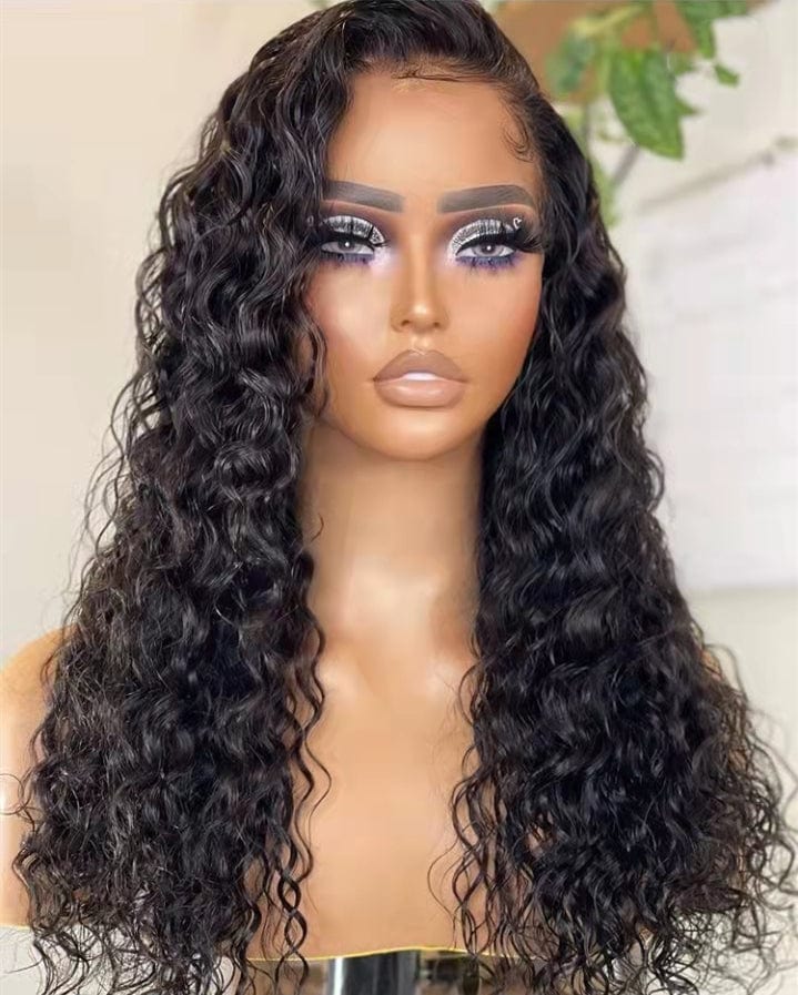 Invisible Knots Wig Supplier Deep Water Wave Pre plucked Natural Look Virgin Cuticle Aligned Human Hair Lace Front Wigs