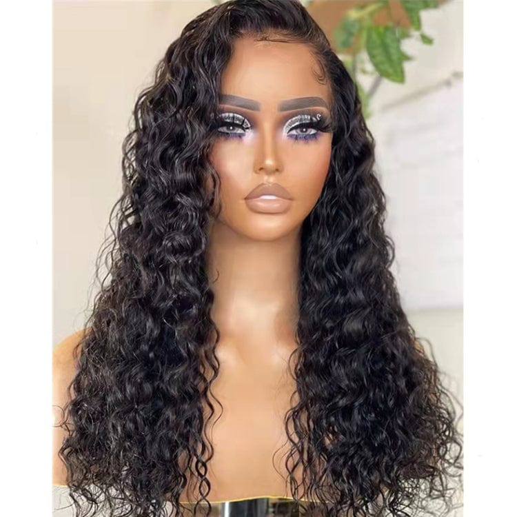 Invisible Knots Wig Supplier Deep Water Wave Pre plucked Natural Look Virgin Cuticle Aligned Human Hair Lace Front Wigs