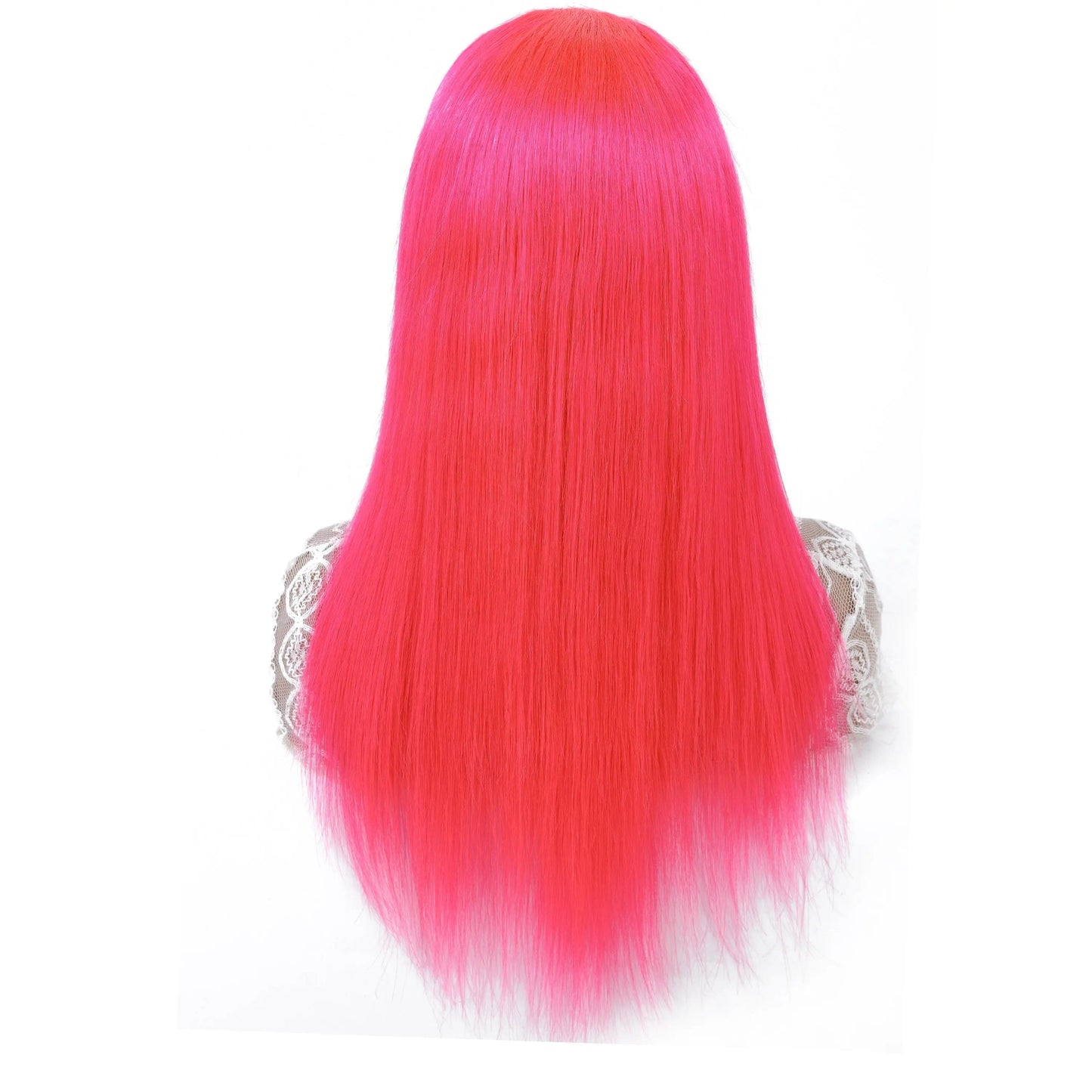 ISEE HAIR Long Pink Lace Front Human Hair Wigs