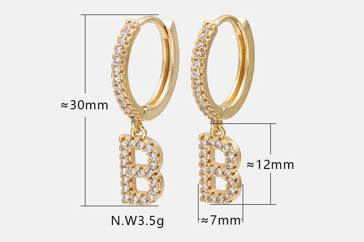 IVIAPRO Hot Selling 26 Letters Earrings 18K Gold Plated Alphabet Letter Hoop Earrings