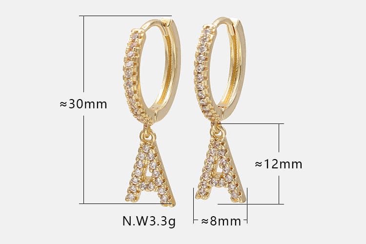 IVIAPRO Hot Selling 26 Letters Earrings 18K Gold Plated Alphabet Letter Hoop Earrings