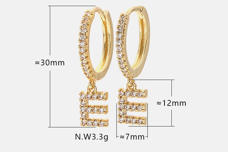 IVIAPRO Hot Selling 26 Letters Earrings 18K Gold Plated Alphabet Letter Hoop Earrings