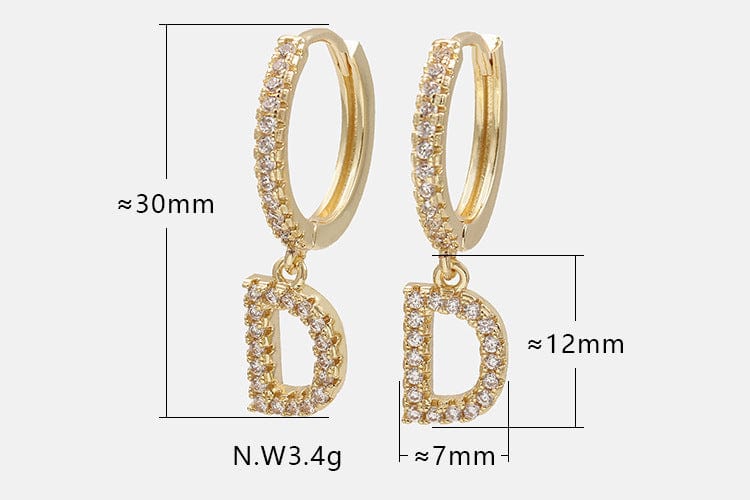 IVIAPRO Hot Selling 26 Letters Earrings 18K Gold Plated Alphabet Letter Hoop Earrings