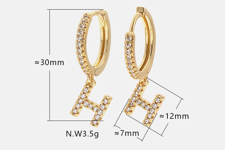 IVIAPRO Hot Selling 26 Letters Earrings 18K Gold Plated Alphabet Letter Hoop Earrings