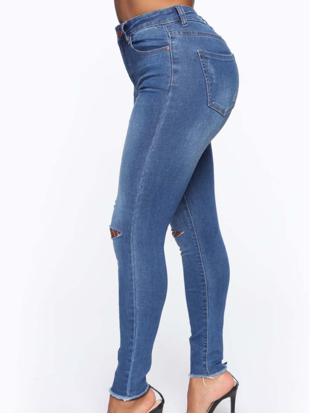 J&H 2023 new trendy wholesale stretchy women's jeans ripped hollow out slim fit high waist denim pants casual trousers