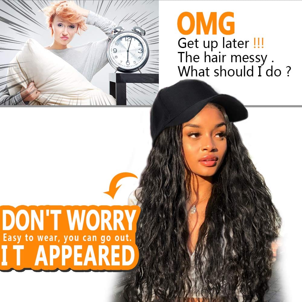 Jean hat wigs with human hair attached wig hats for black women