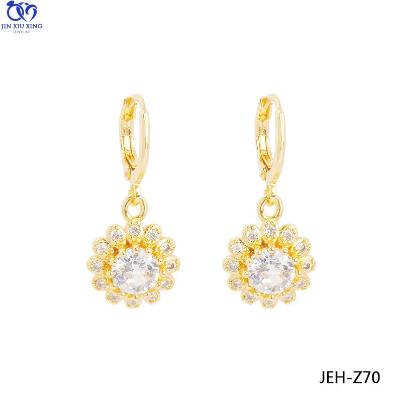 JXX JEH-Z68 Hot Sale Women Girls 24k Gold Plated Glamour Zircon Earring Butterfly Flower Cz Micro Diamond Drop Earrings Jewelry