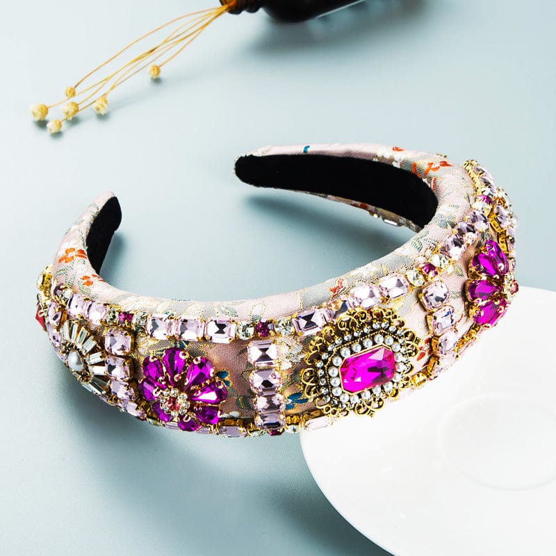 Kaimei Baroque court style heavy industry full drill hoop thickened sponge embroidery wide-brimmed prom hair accessories