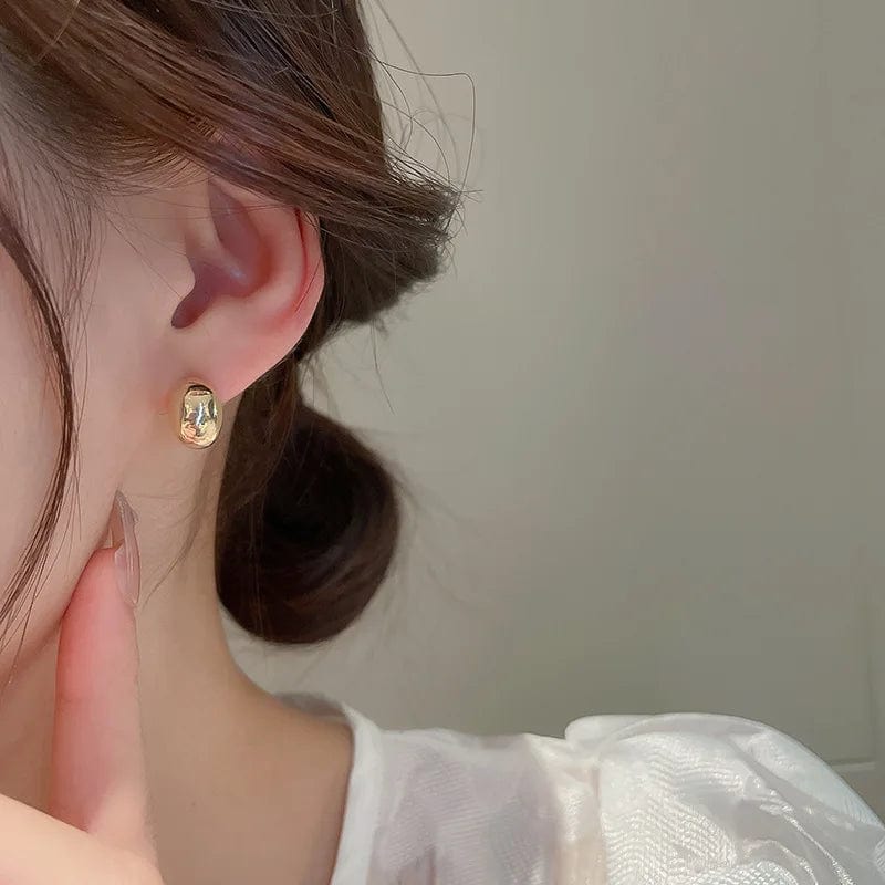 KAITIN Fashion Simple Stainless Steel Metal Peas Stud Earrings Wholesale Korean Statement Earrings Jewelry For Women