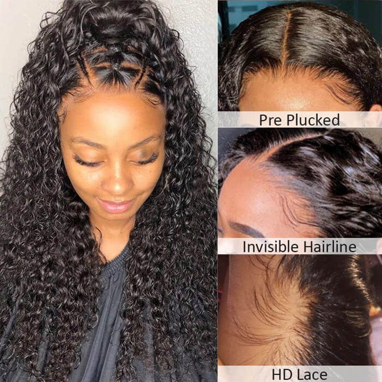 Kinky Curly Cuticle Aligned Virgin Human Hair Natural Lace Wig Bleached Knots Transparent Swiss HD Full Lace Front Closure Wig