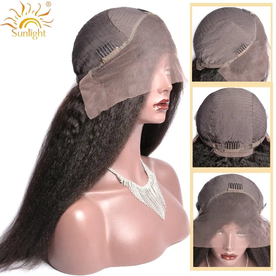 Kinky Straight  Glueless Lace Front Wigs