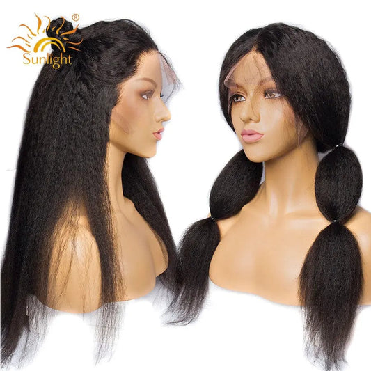 Kinky Straight  Glueless Lace Front Wigs