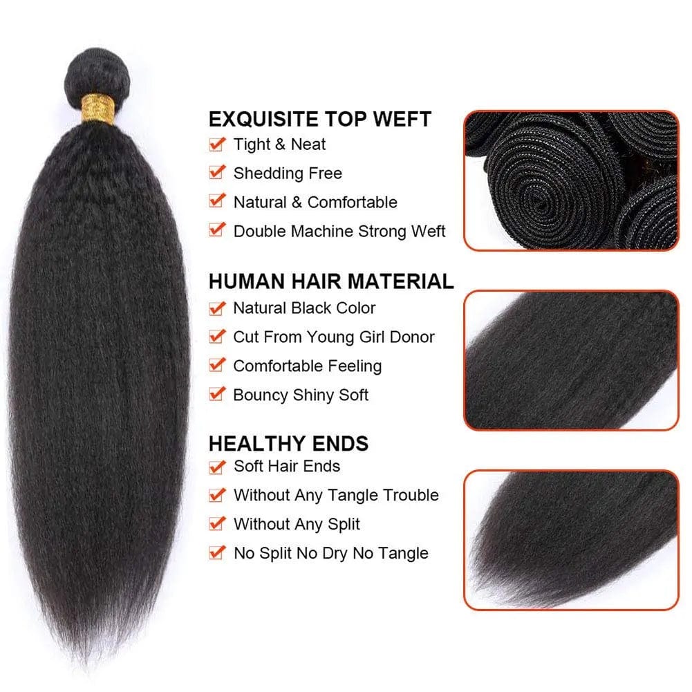 Kinky Straight Human Hair Wefts