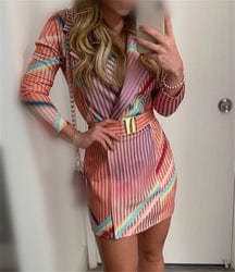 L / as shown YH Hot selling women's fall clothes long sleeve short dress sexy v neck blazer dress