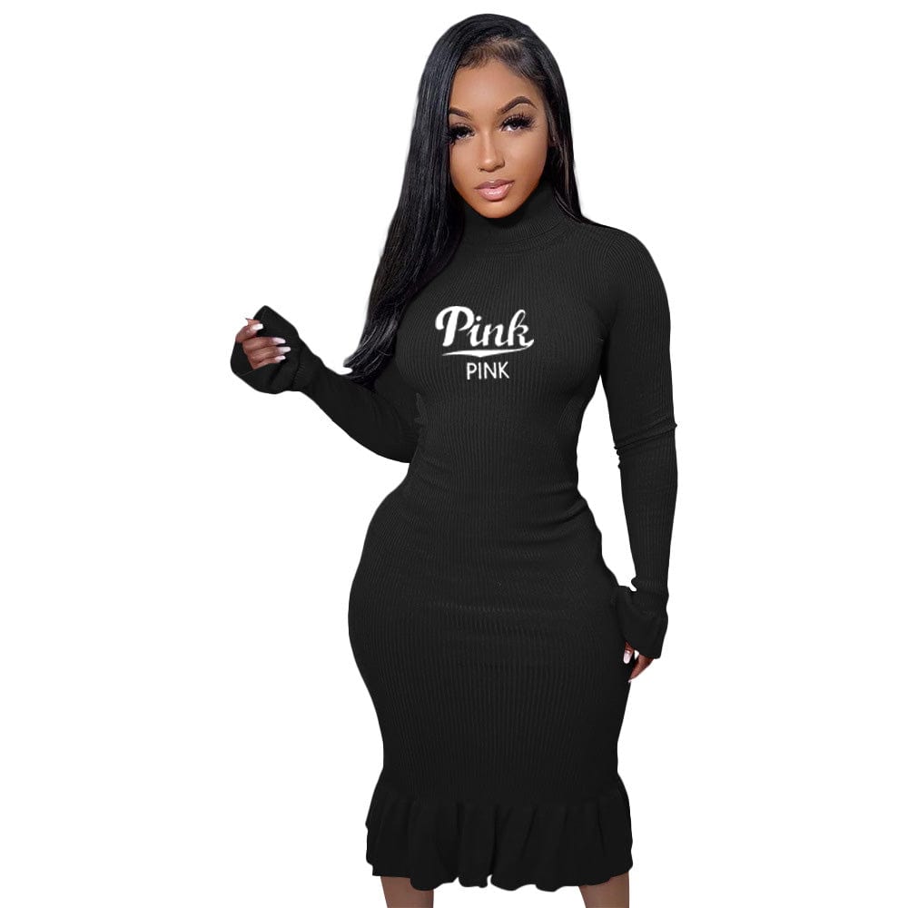 L / Black J&H 2022 new fashion bodycon sweater dress women fashion backless fringe dress elegance fall casual dress