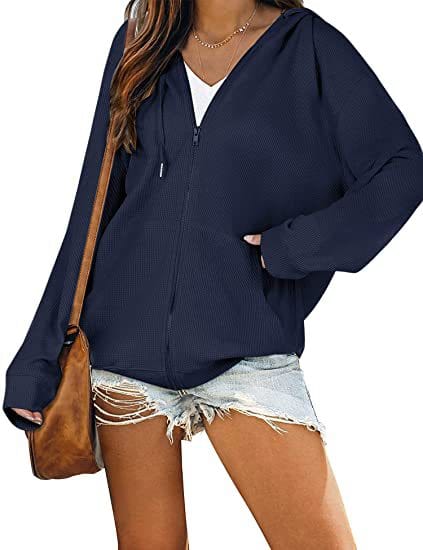 L / Blue 2022 New Style Women's coats Oversize Hooded Sweater Women Long Sleeve Casual Coaters sweatshirt clothing