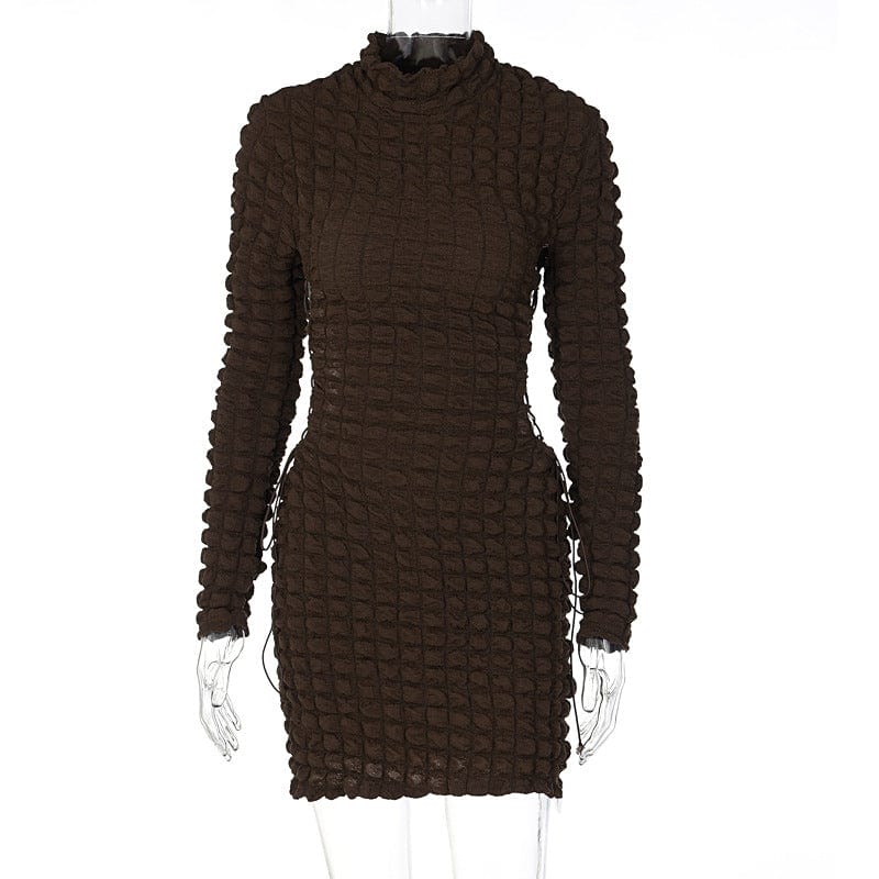 L / Brown New Arrivals Fall Cut Out Solid Bodycon Long Sleeve Other Dresses Fall Dresses For Women Fall Clothing For Women 2022