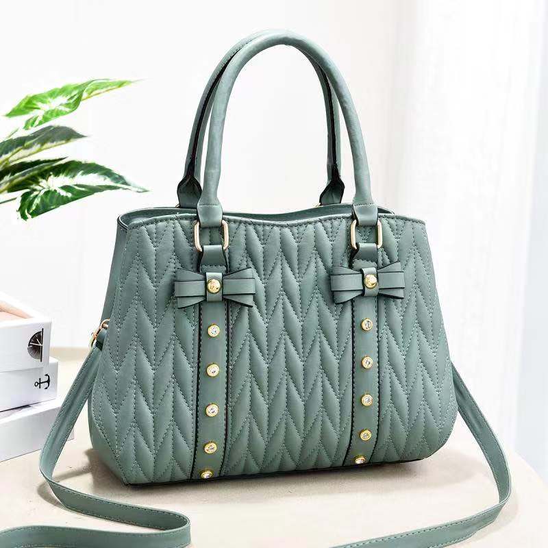 L / green New style bow rivet stitching fashion women hand bags  bighandbag women  one shoulder crossbody bag 13170