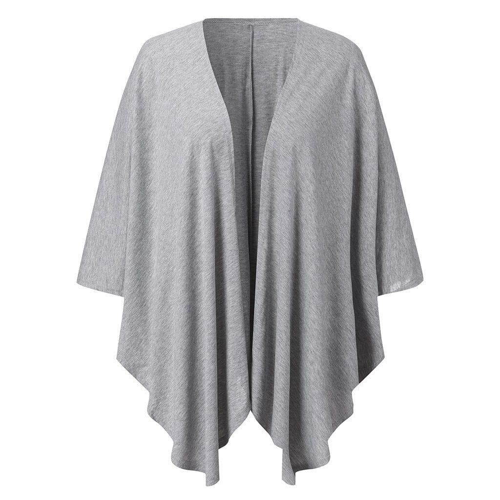 L / Grey Fall winter long coat solid loose irregular design poncho knit cardigan kimono plus size women coats