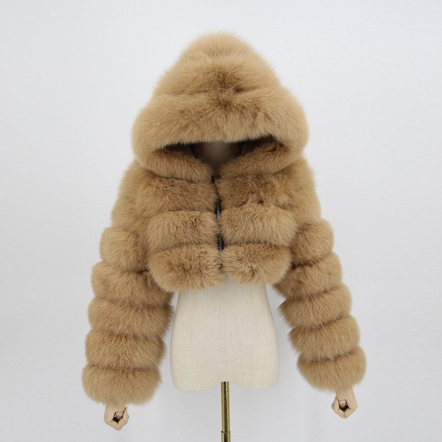 L / khaki Black Friday Sale QIUCHEN- QC20032 new arrival hot sale luxury jacket plus size fluffy real natural fox fur coat with hood