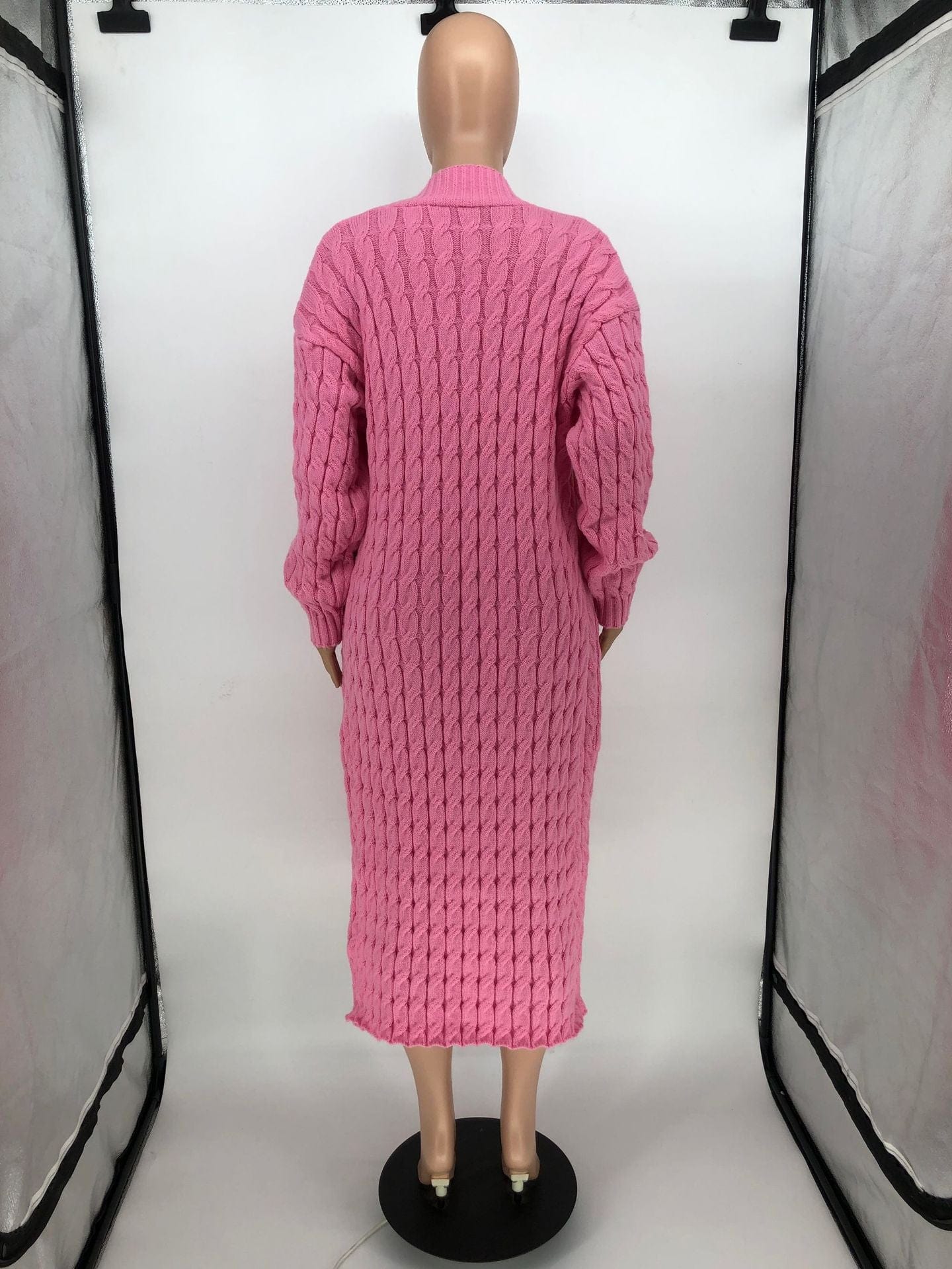 L / Pink Hot Style New Rib Knitted Womens Wool 2022 winter sweater women cashmere long sweater cardigan women