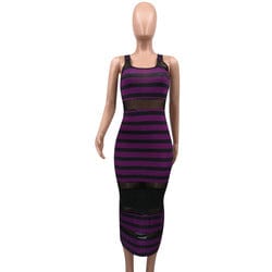 L / Purple YHSG91557 New arrival fashion clothing sexy  long sleeve net yarn women slim Splicing dress dresses