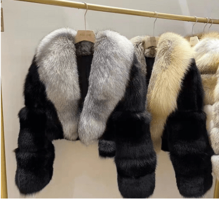 L / Silver fox fur QIUCHEN QC22036 Ladies  Women Fashion Real Red Fox Fur Silver fox Fur Coat Winter Cropped Jacket