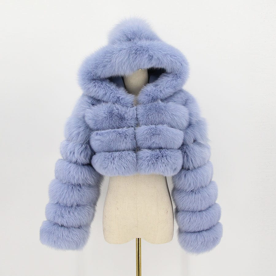 L / sky blue Black Friday Sale QIUCHEN- QC20032 new arrival hot sale luxury jacket plus size fluffy real natural fox fur coat with hood