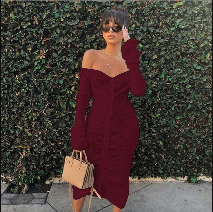 L / Wind Red Casual ladies Dress 2022 Autumn Women clothing Office Dress For Women Formal High Quality Elegant Long Sleeve Midi Dresses