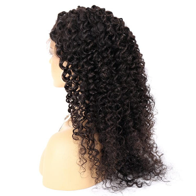 Lace Front Human Hair Full Ends Curly Peruvian Virgin Hair Preplucked Deep Curly 360 Frontal Wig For Black Women