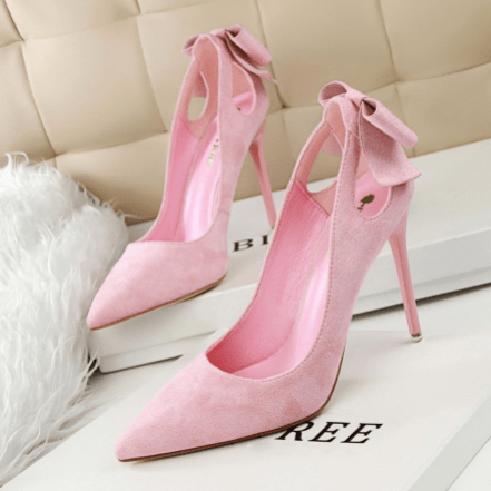 Latest Suede Women Office Shoes 10 CM High Heel Pointed Stilettos Shoes Trendy Bow Designer Women's Pumps