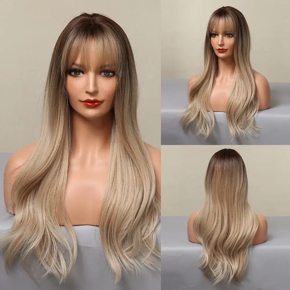 LC6042 Synthetic Wig Long Wavy Purple To Ash Wigs