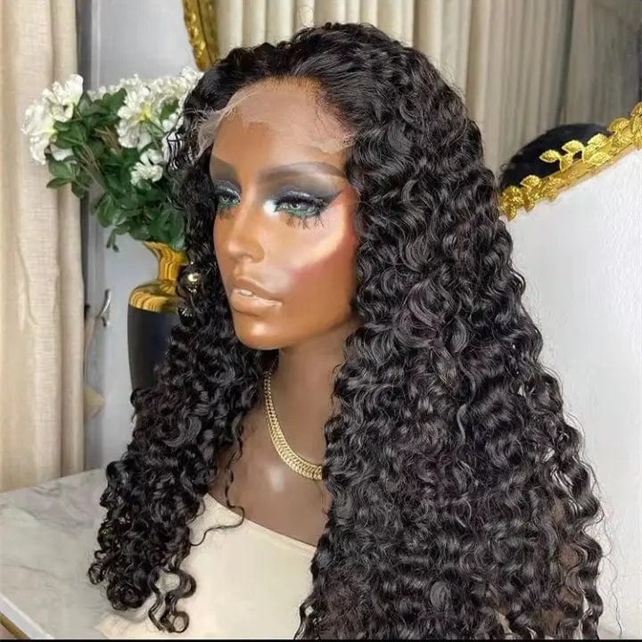 Long Curly and Wet Wigs Natural Black Human Virgin Hair 13*4 Lace Front Wigs for Black Women