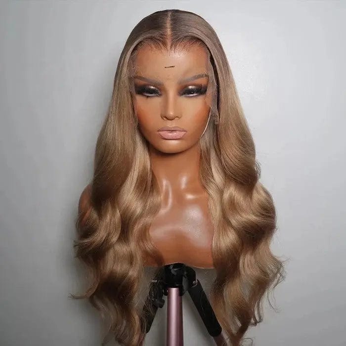 Long Inches Ash Blonde Water Wave Wig Pre Pluck 100% Virgin Human Hair Bleached Knots Lace Front Wigs