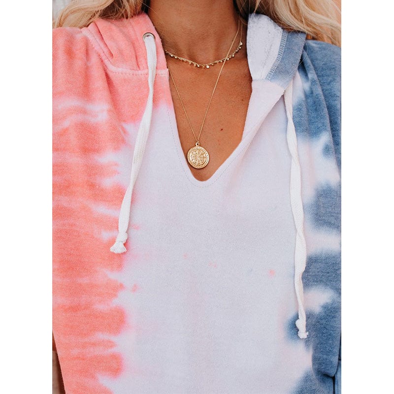 Long sleeved hooded sweater womens tie dye T shirt hoodies