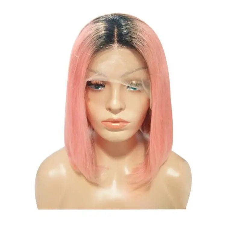 Lsy natural hairline ombre pink bob wig