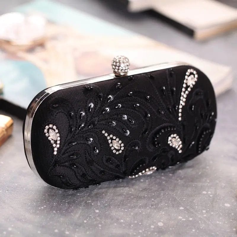 Luxury Elegant Diamond Rhinestone Handbag Handmade Beaded Wedding Clutch Purse Ladies Elegant Wedding Evening Bag