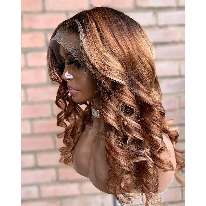 Luxury Ombre Brown And Platinum Blond Wig Loose Wave Natural Hairline Lace Frontal Weaves And Wigs