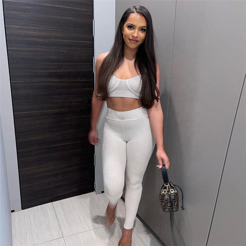 LW sexy summer outfit 2022 set new casual mesh see through woman 2 piece jogger pant set crop tops two piece set women clothing