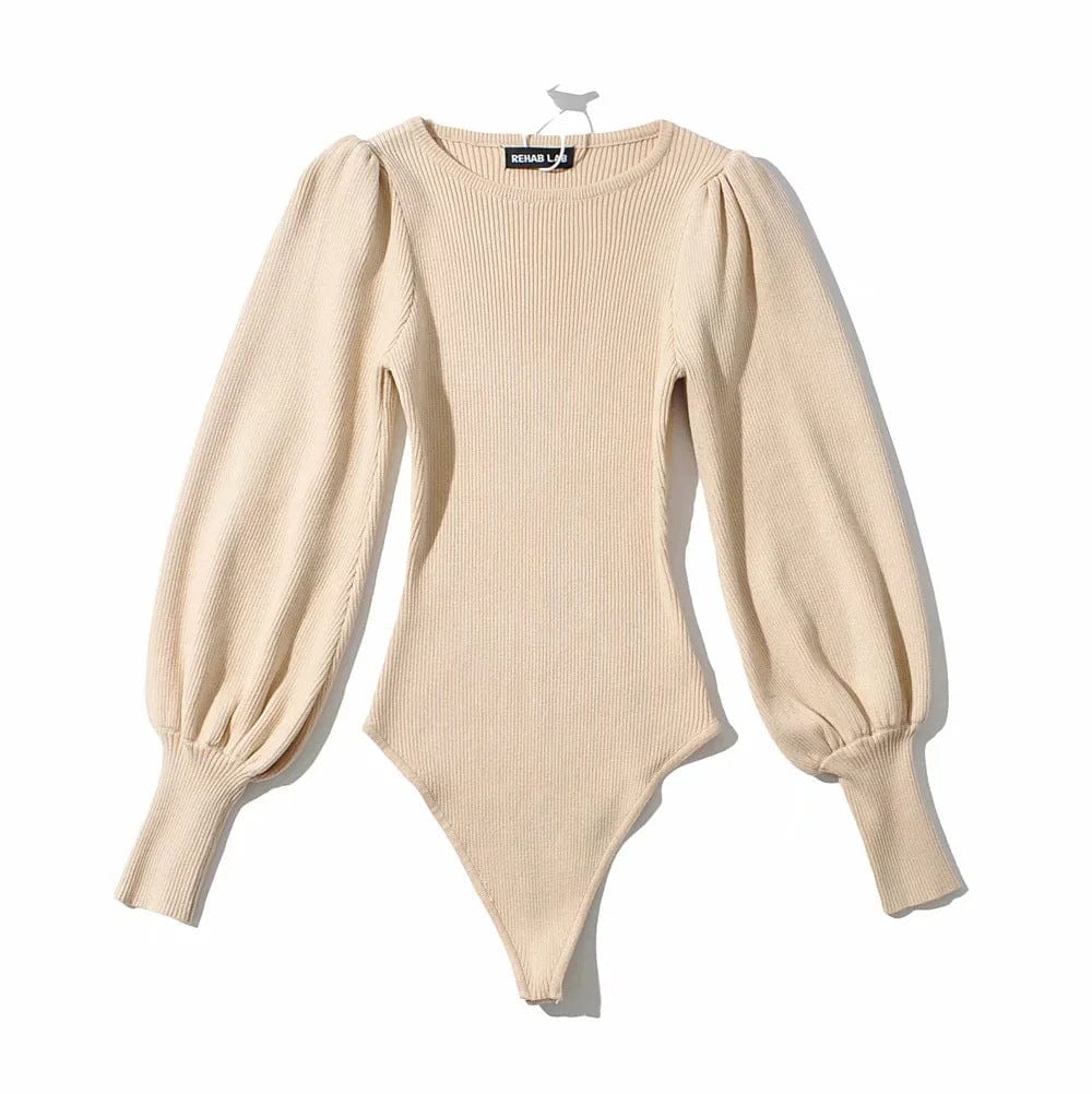 M / Beige Solid Silk Milk Sexy Bodysuit Jumpsuits Overalls New Spring Autumn Basic Rompers Women Long Sleeve Bodysuits