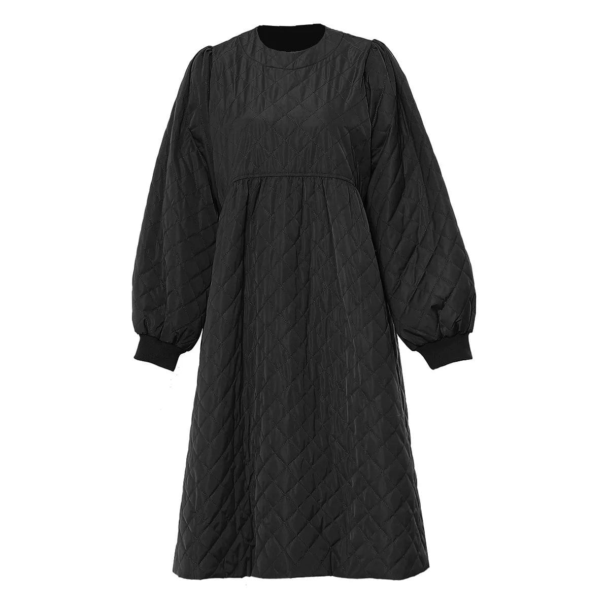 M / Black Bettergirl 2023 Autumn And winter New Female Round Collar Clip Cotton High Waist Loose Version Cotton Dress