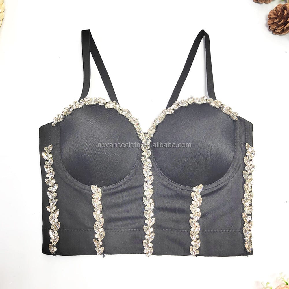 M / black Novance 2022 Dropshipping Womens Clothing Diamond Chain Sling Wears Inside And Outside Plus Size Women'S Tank Tops Plus Size Bra