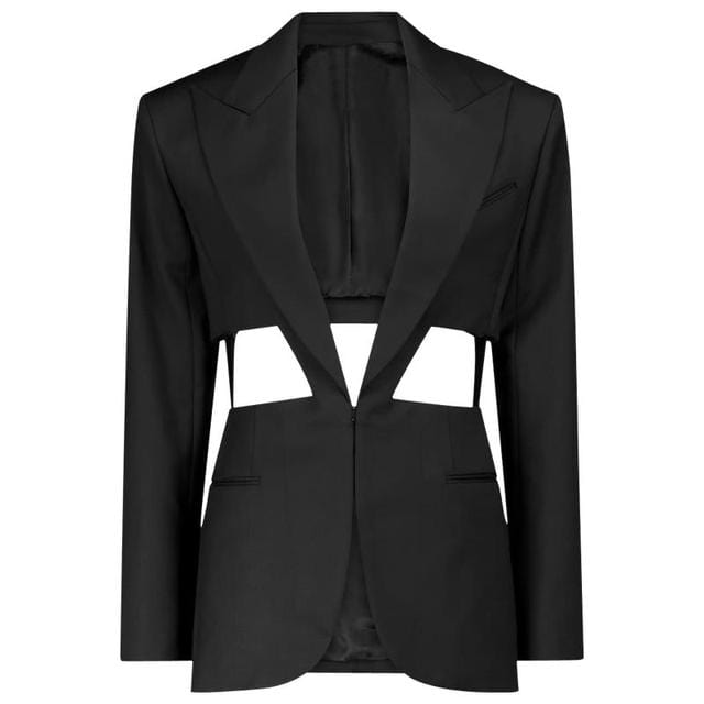 M / Black Women Blazer Handsome Hollow Out Ladies Suit Coat Fashionable Full Sleeve Long Female Jacket Spring Autumn 2022 New